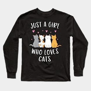 Just A Girl Who Loves Cats Cute Cat Lover Long Sleeve T-Shirt